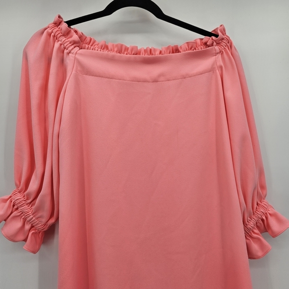 Trina Turk Shift Dress Equinox off shoulder style bubblegum pink size Small - Picture 7 of 9